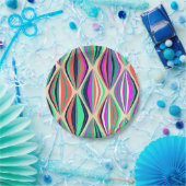 Moderne, farbenfrohe Muster aus den 1960er Jahren Pappteller (Party)