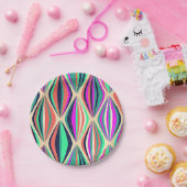 Moderne, farbenfrohe Muster aus den 1960er Jahren Pappteller (Party)