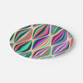 Moderne, farbenfrohe Muster aus den 1960er Jahren Pappteller (Schrägansicht)