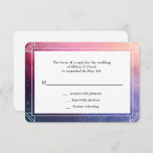 Moderne farbenfrohe Nebula Wedding Rsvp Card (Vorne/Hinten)