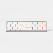 Moderne farbenfrohe Neon Glitch Pinselstriche Schreibtischnamensplakette (Vorderseite )