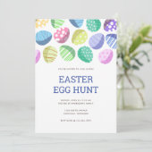 Moderne farbenfrohe Ostereierjagd Einladung (Stehend Vorderseite)