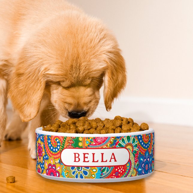 Moderne farbenfrohe Paisley Floral Personalisiert  Napf (Von Creator hochgeladen)