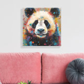 Moderne, farbenfrohe Panda Kunst Leinwanddruck (Insitu (Wohnzimmer))