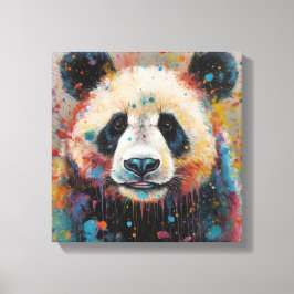 Moderne, farbenfrohe Panda Kunst Leinwanddruck