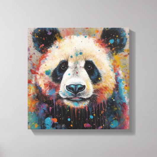 Moderne, farbenfrohe Panda Kunst Leinwanddruck (Vorderseite)