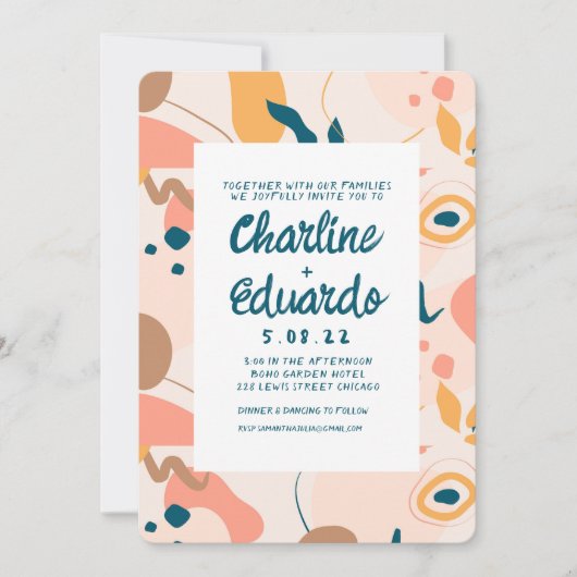 Moderne farbenfrohe Pastel ModernWedding Einladung (Vorderseite)