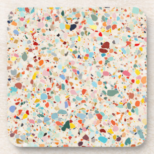 Moderne, farbenfrohe Pastel Terrazzo Muster Getränkeuntersetzer