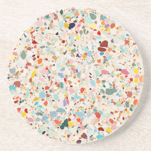 Moderne, farbenfrohe Pastel Terrazzo Muster Getränkeuntersetzer (Vorne)