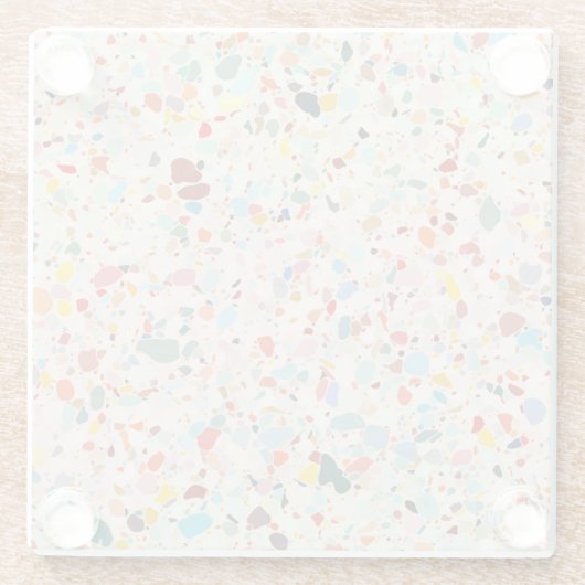 Moderne, farbenfrohe Pastel Terrazzo Muster Glasuntersetzer (Rückseite)