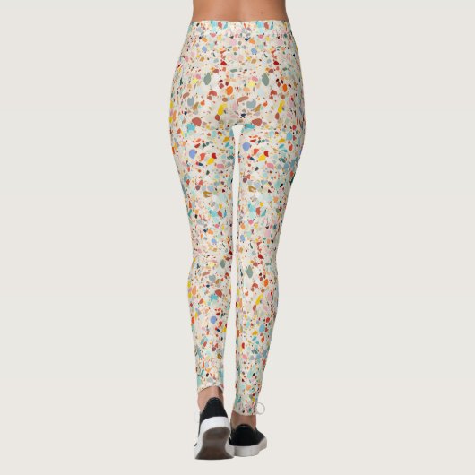 Moderne, farbenfrohe Pastel Terrazzo Muster Leggings (Rückseite)