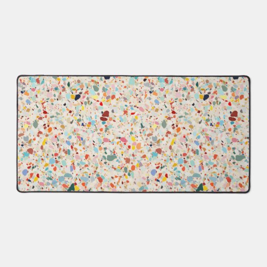 Moderne, farbenfrohe Pastel Terrazzo Muster Schreibtischunterlage (Vorderseite)
