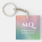 Moderne farbenfrohe Pastel Weiß Mit Monogramm Ursp Schlüsselanhänger (Vorderseite)