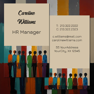 Moderne farbenfrohe Personensilhouetten beige Visitenkarte