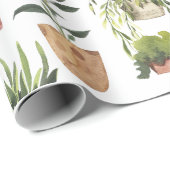 Moderne farbenfrohe Pflanze mit handgemalten Töpfe Geschenkpapier (Rolleneckpunkt)