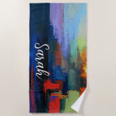 Moderne farbenfrohe Pinsel Abstrakte Geschenke nac Strandtuch (Vorderseite)
