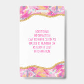 Moderne farbenfrohe Pinselstriche Gold Chic Busine Ausweis (Rückseite)