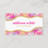 Moderne farbenfrohe Pinselstriche Gold Glitzer Chi Visitenkarte (Vorderseite)