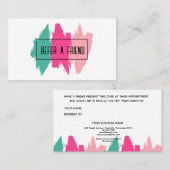 Moderne farbenfrohe Pinselstriche - Salon-Referenz Empfehlungskarte (Vorne/Hinten)