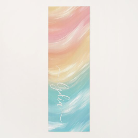 Moderne farbenfrohe Pinselwellen, Abstrakte Monogr Yogamatte (Rückseite)