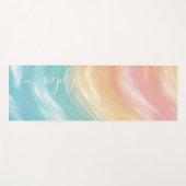 Moderne farbenfrohe Pinselwellen, Abstrakte Monogr Yogamatte (Vorderseite (Horizontal))