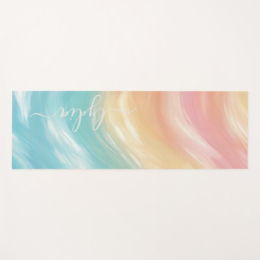 Moderne farbenfrohe Pinselwellen, Abstrakte Monogr Yogamatte (Vorderseite (Horizontal))