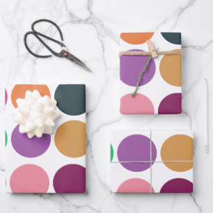 Moderne farbenfrohe Polka Dot Baby Dusche Geburtst Geschenkpapier Set