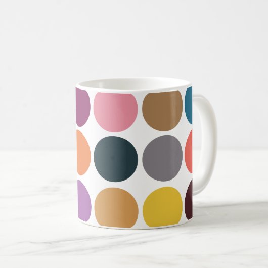 Moderne farbenfrohe Polka Dot Kaffeetasse (VorderseiteRechts)