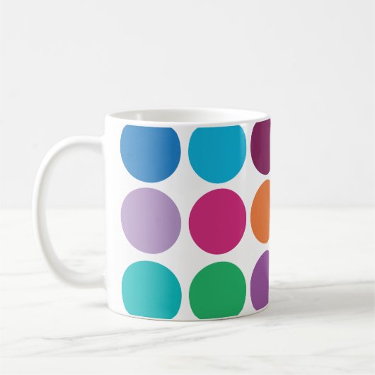 Moderne farbenfrohe Polka Dot Kaffeetasse (Links)