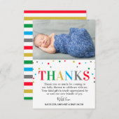 Moderne farbenfrohe Polka Dot Unisex Kinderdusche Dankeskarte (Vorne/Hinten)