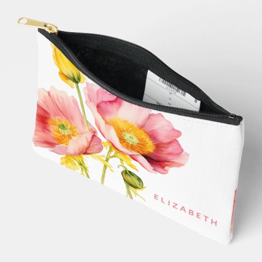 Moderne farbenfrohe Poppies Personalisiert Zubehörtasche (Offen)