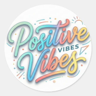 Moderne farbenfrohe positive Vibes-Typografie-Kuns Runder Aufkleber