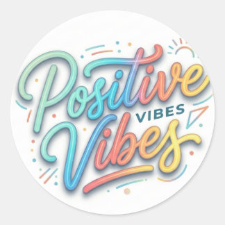 Moderne farbenfrohe positive Vibes-Typografie-Kuns Runder Aufkleber
