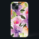 Moderne farbenfrohe Preppy-Water-Color-Boho-Blume Case-Mate iPhone Hülle<br><div class="desc">Moderne,  preppy-Aquarell-Blume. Lila pfirsichfarbene und rosa Blume auf weißem Hintergrund</div>