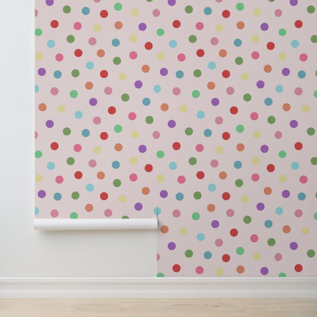 Moderne farbenfrohe Punkte Muster rosa Tapete (Anwendung)