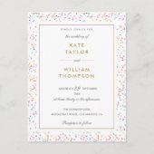Moderne farbenfrohe Rainbow Confetti Foto Wedding Einladungspostkarte (Vorderseite)