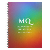 Moderne farbenfrohe Rainbow-White Monogram-Initial Notizblock (Vorderseite)