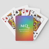 Moderne farbenfrohe Rainbow-White Monogram-Initial Spielkarten (Rückseite)