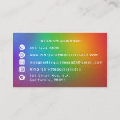 Moderne farbenfrohe Rainbow-White Monogram-Initial Visitenkarte (Rückseite)