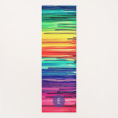 Moderne farbenfrohe Regenbogen-Monogramm Yogamatte (Vorderseite)