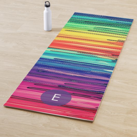 Moderne farbenfrohe Regenbogen-Monogramm Yogamatte (Beispiel)
