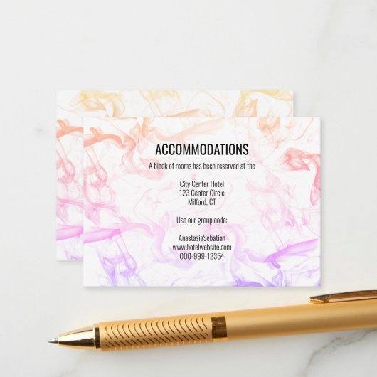 Moderne farbenfrohe Regenbogennebel-Hochzeitsvorla Begleitkarte (Vorderseite/Rückseite Beispiel)