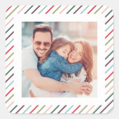 Moderne farbenfrohe Regenbogenstreifen Foto Quadratischer Aufkleber (Vorderseite)