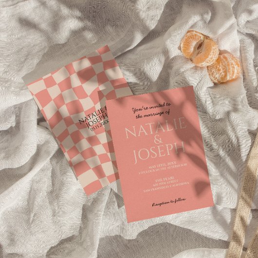 Moderne farbenfrohe Retro Bright Bold Unique Weddi Einladung