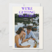 Moderne farbenfrohe Retro Fun Funky Foto Wedding Einladung (Rückseite)