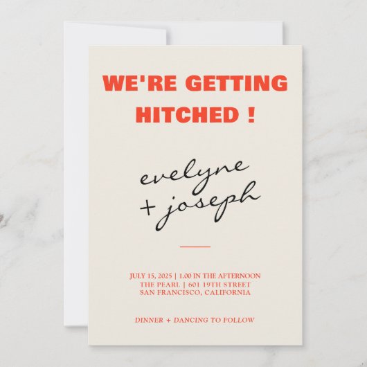 Moderne farbenfrohe Retro Fun Funky QR Code Weddin Einladung (Vorderseite)