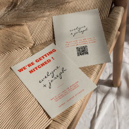 Moderne farbenfrohe Retro Fun Funky QR Code Weddin Einladung