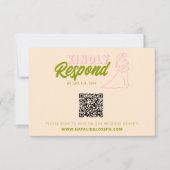 Moderne farbenfrohe Retro Fun Funky QR Code Weddin RSVP Karte (Vorderseite)