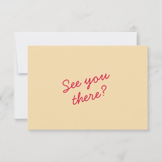 Moderne, farbenfrohe Retro Fun Funky Wedding RSVP Karte (Rückseite)