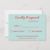 Moderne, farbenfrohe Retro Fun Funky Wedding RSVP Karte (Vorderseite)